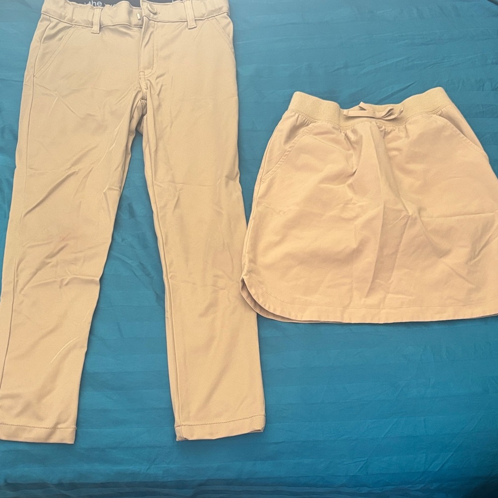 Khaki School Uniform Pants and Skirt Set